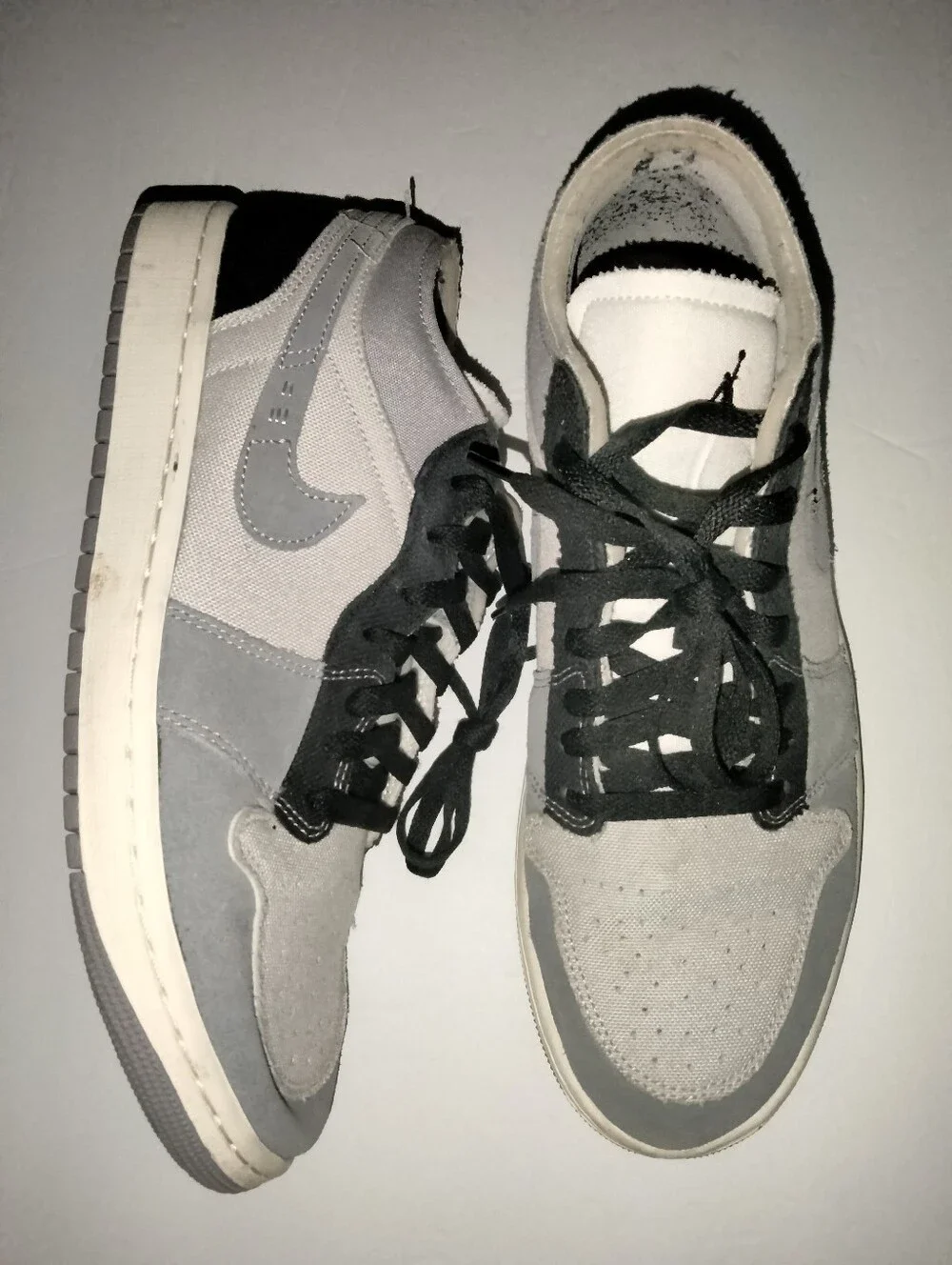 Nike (Sz 10.5) Men's Jordan One Low DZ4135-002 Sneakers in Gray, Black and White